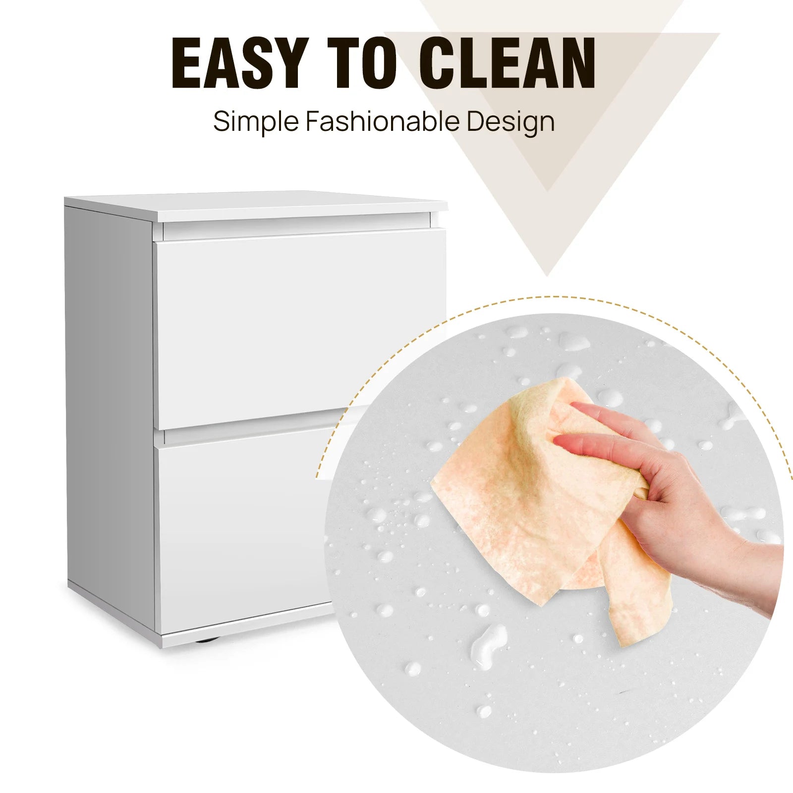 White Wooden Nightstand - handmade