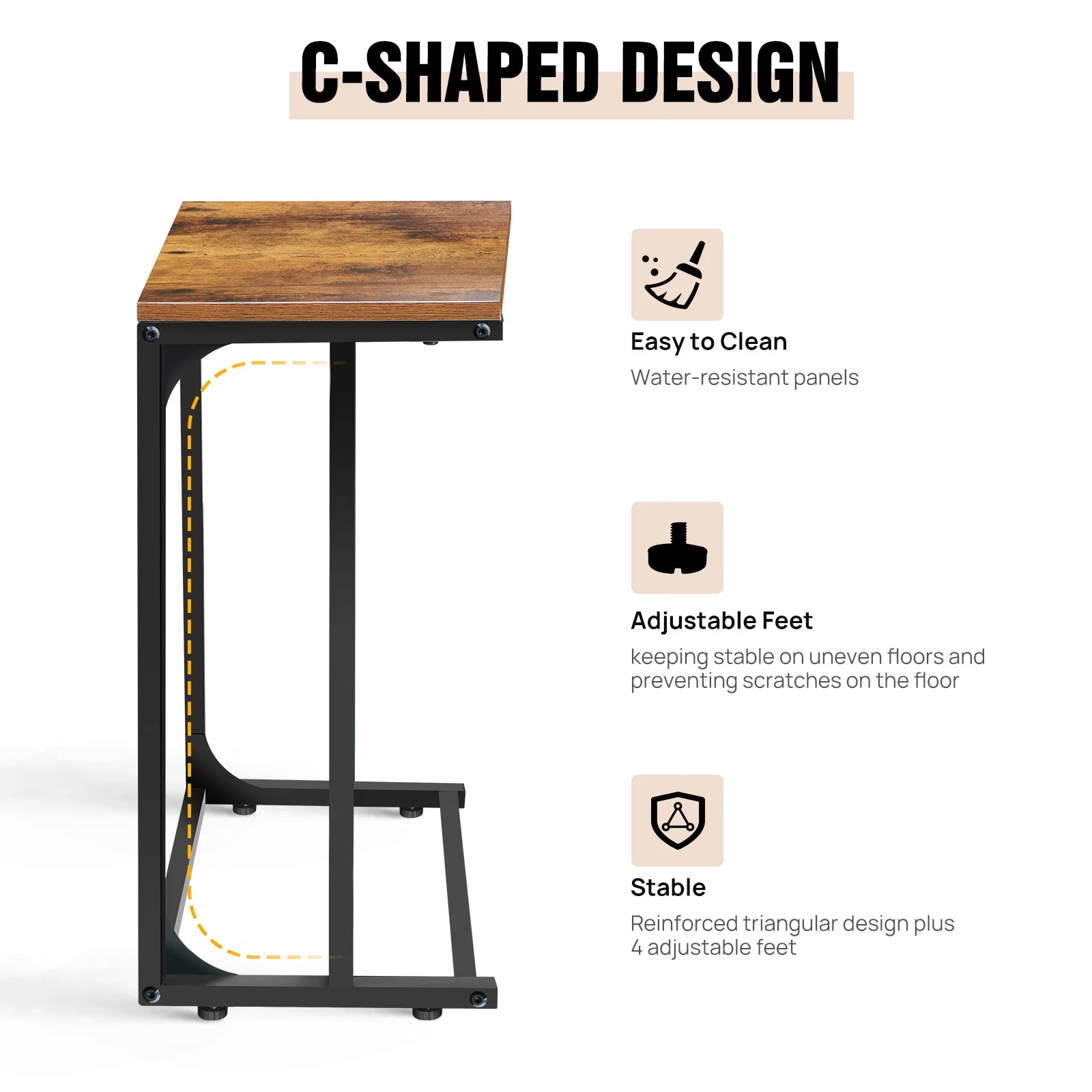 C-Shape Side Table - handmade