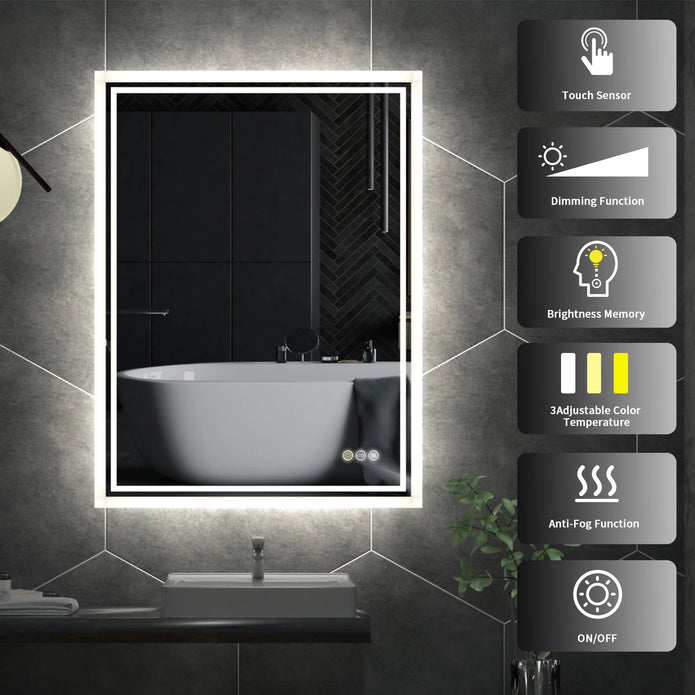 LED Backlit Bathroom Vanity Mirror - handmade