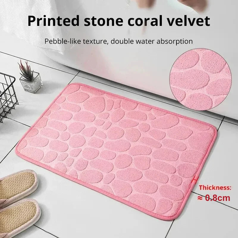 Embossed Fiber Anti-Slip Bathroom Mat - handmade