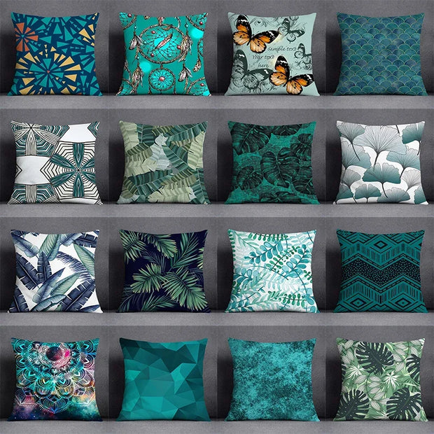 Dark Green Flower and Animal Pattern Home Decoration Pillowcase Square Pillowcase Home Office Decoration Cushion Cover