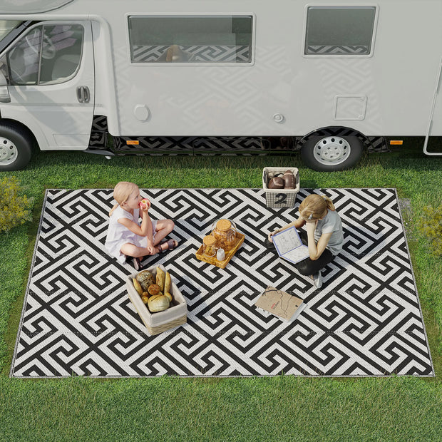 Outsunny 182 x 274 cm(6x9ft) Outdoor Rug Reversible Mat Plastic Straw Rug Portable RV Camping Mat for Garden Deck Picnic Indoor