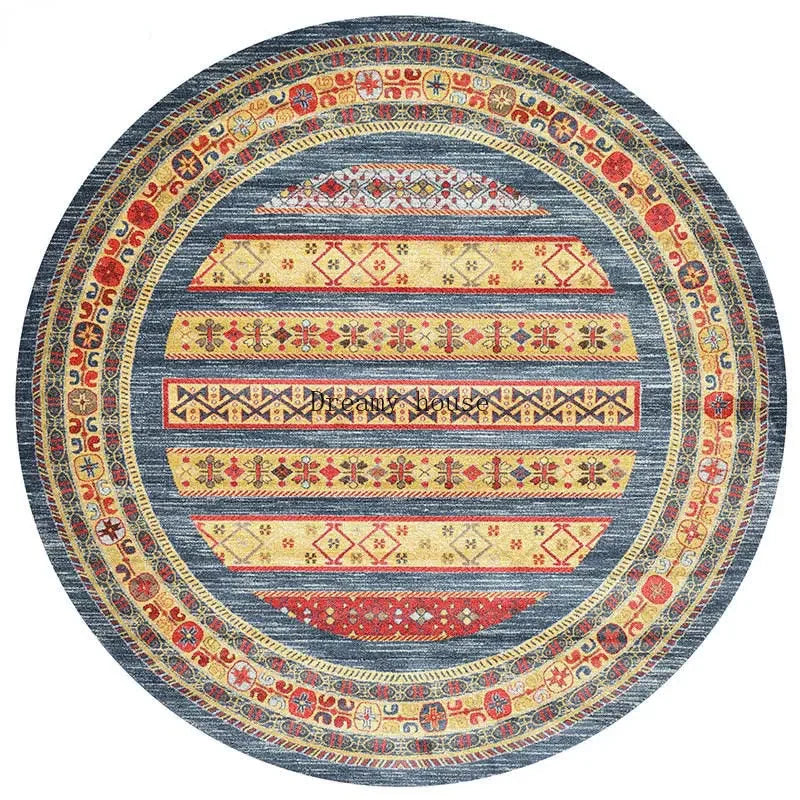 Retro Boho Round Area Rug 2 - handmade