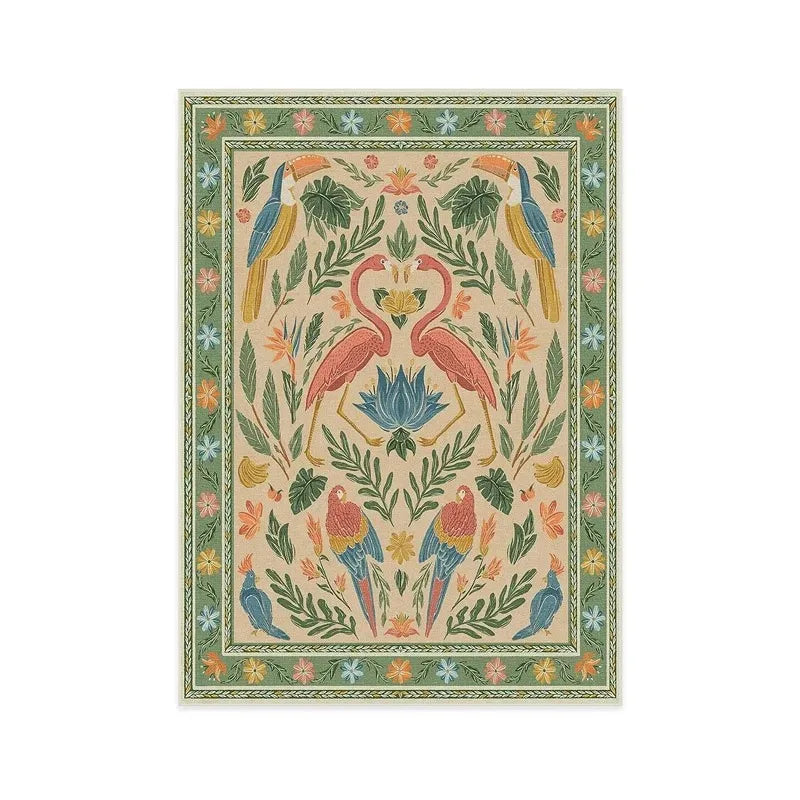 Bohemian Vintage Floral Rug - handmade