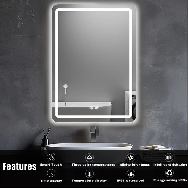 LED Bathroom Wall Mirror - handmade