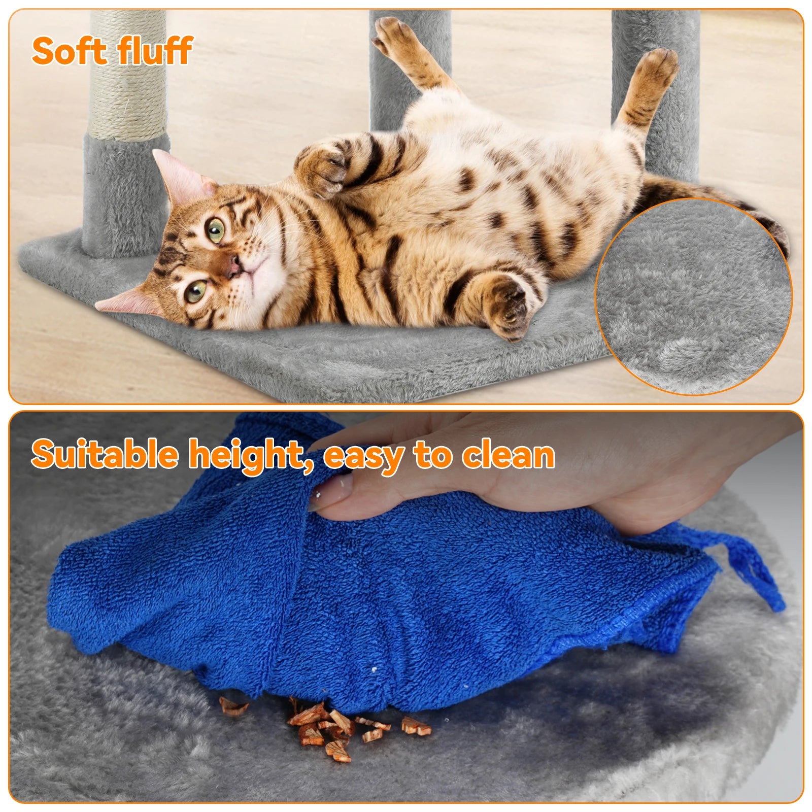 Passerscat Cat Tree Cat Tower With Toy For Indoor Cats Multi-Level With Scratching Posts Cat House Cozy Condo Padded Top Perches - handmade