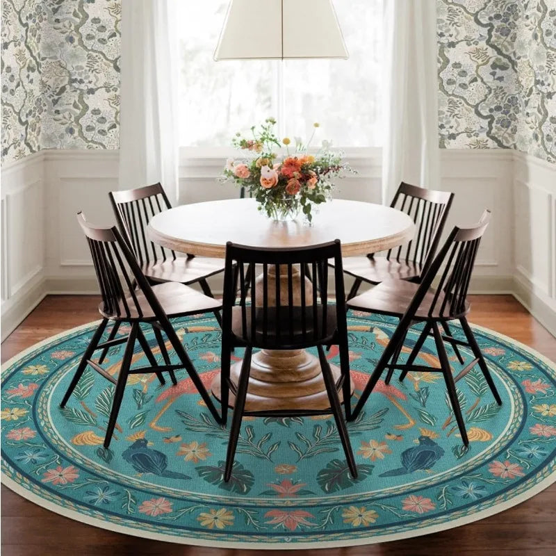 Jungle Print Round Rug - handmade