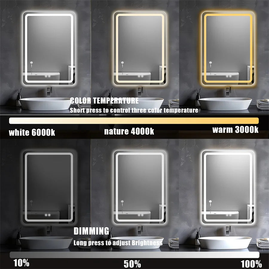 LED Bathroom Wall Mirror - handmade