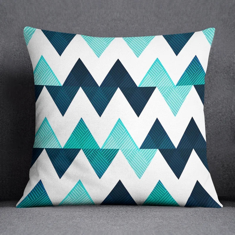 Blue Geometric Cushion Cover - handmade