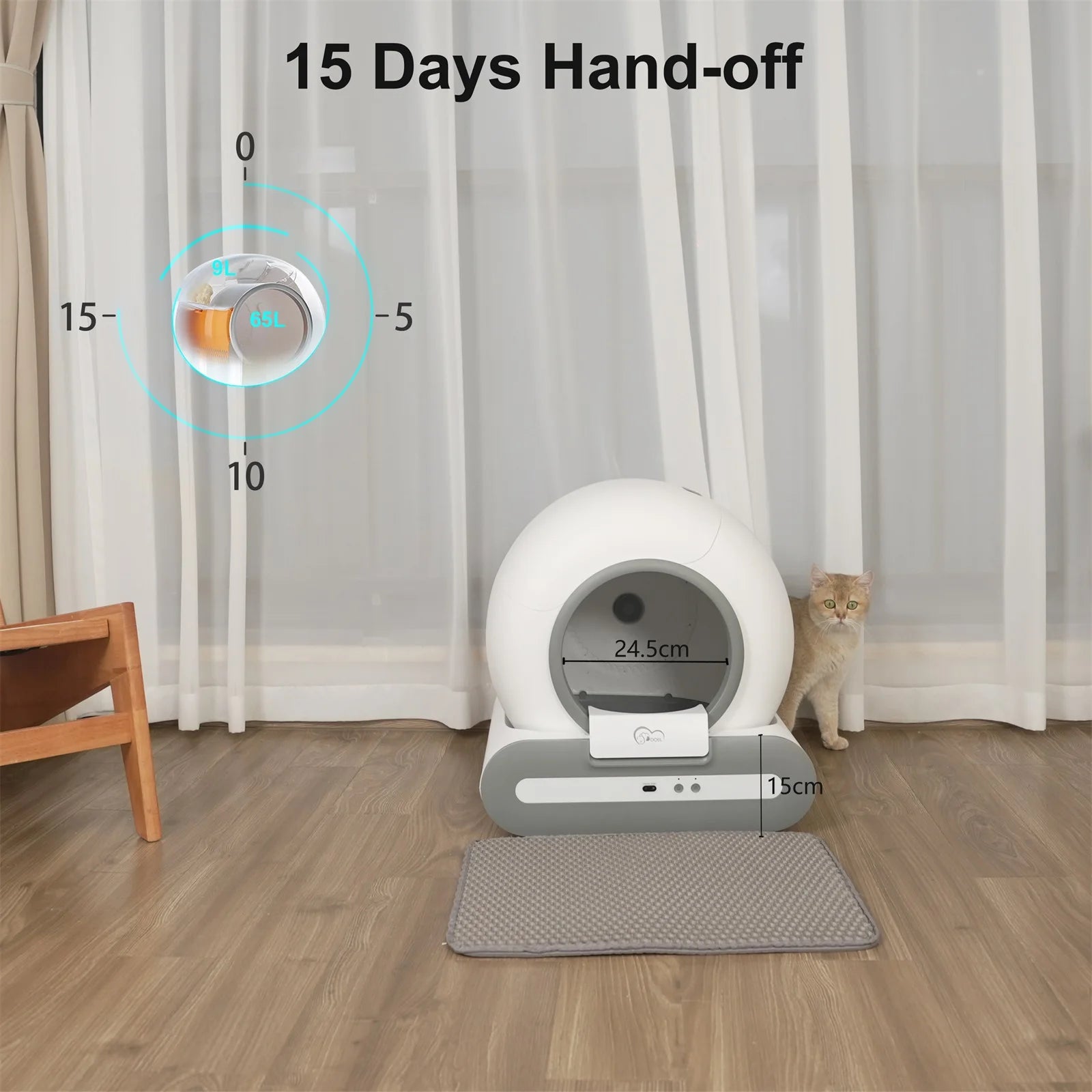 Automatic Cat Litter Box – DOEL Smart Semi-Closed Cat Litter Box – WiFi Connected Automatic Cleaning System (Model Ti+) Upgrade your cat’s comfort and your convenience with the DOE