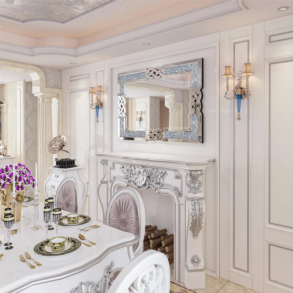 Silver Decorative Wall Mirror - handmade