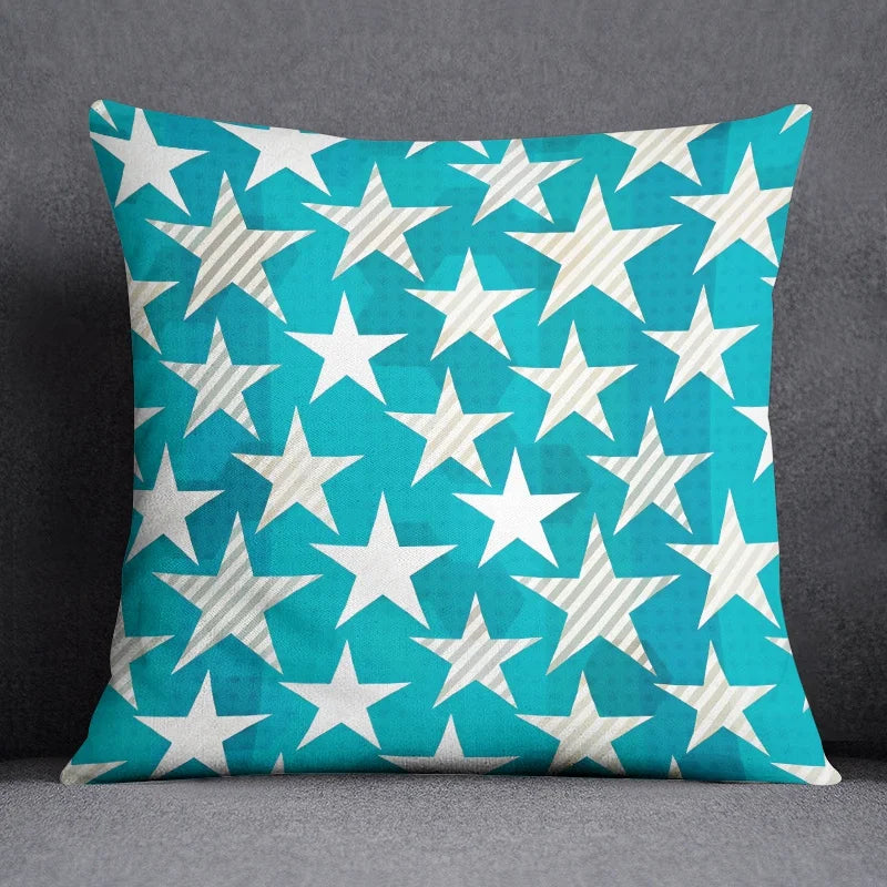 Blue Geometric Cushion Cover - handmade