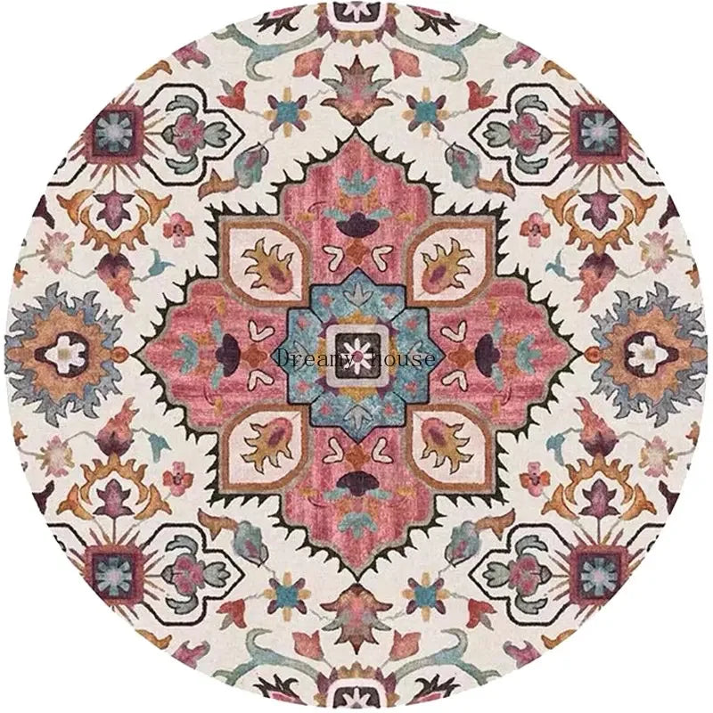 Retro Boho Round Area Rug 2 - handmade