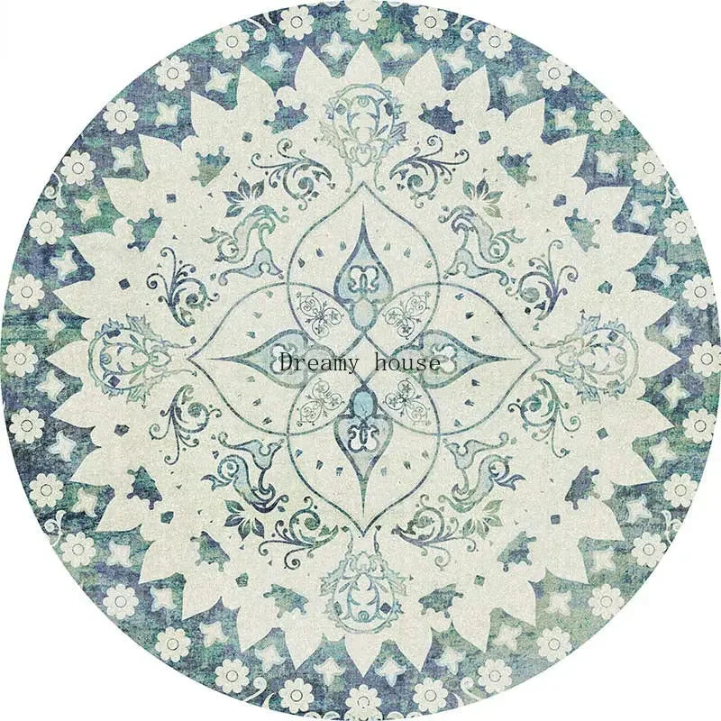 Retro Boho Round Area Rug 4 - handmade
