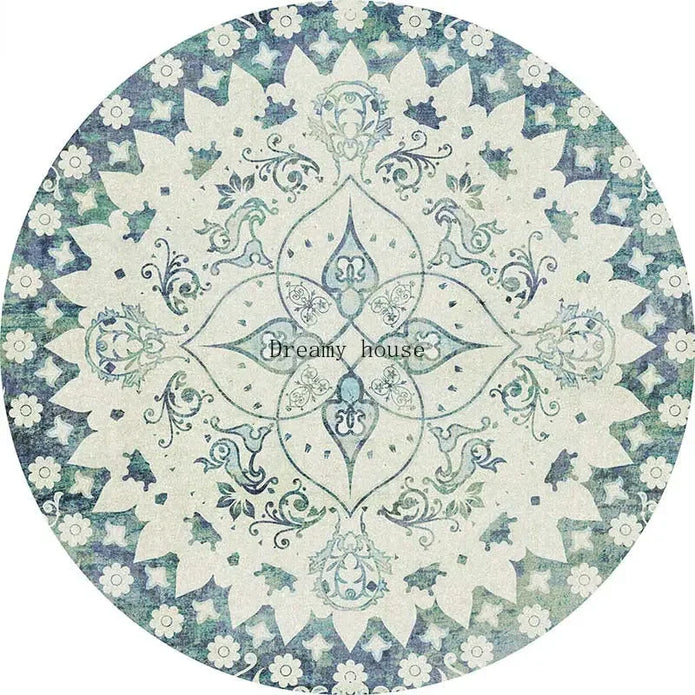 Retro Boho Round Area Rug 4 - handmade