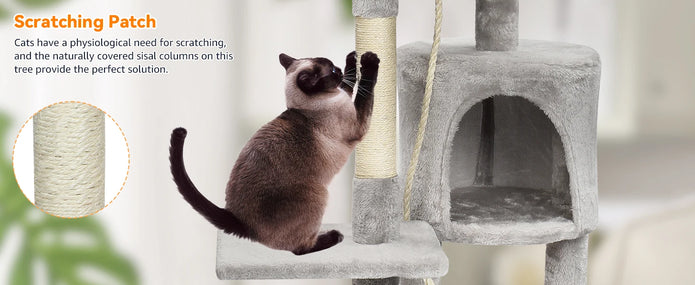 Passerscat Cat Tree Cat Tower With Toy For Indoor Cats Multi-Level With Scratching Posts Cat House Cozy Condo Padded Top Perches - handmade