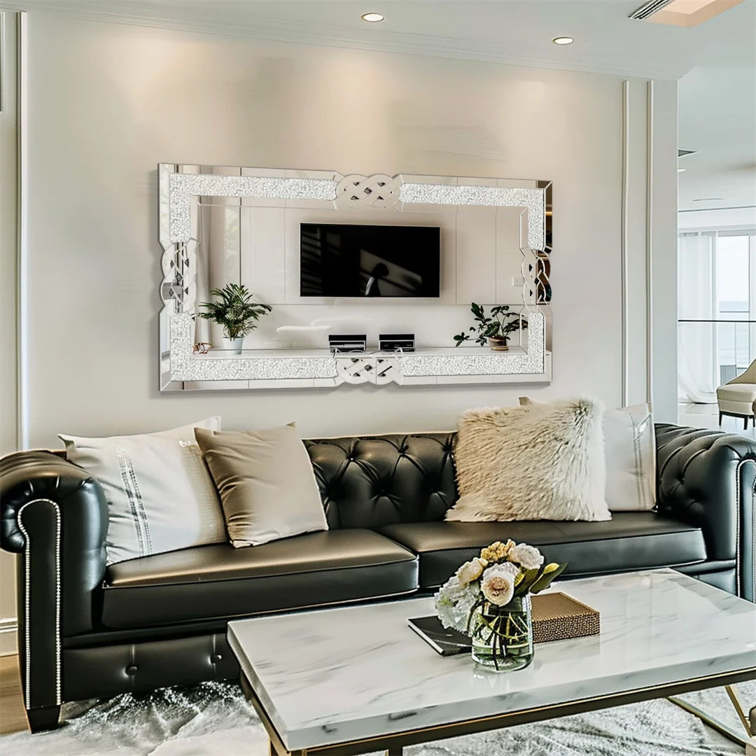 Silver Decorative Wall Mirror - handmade