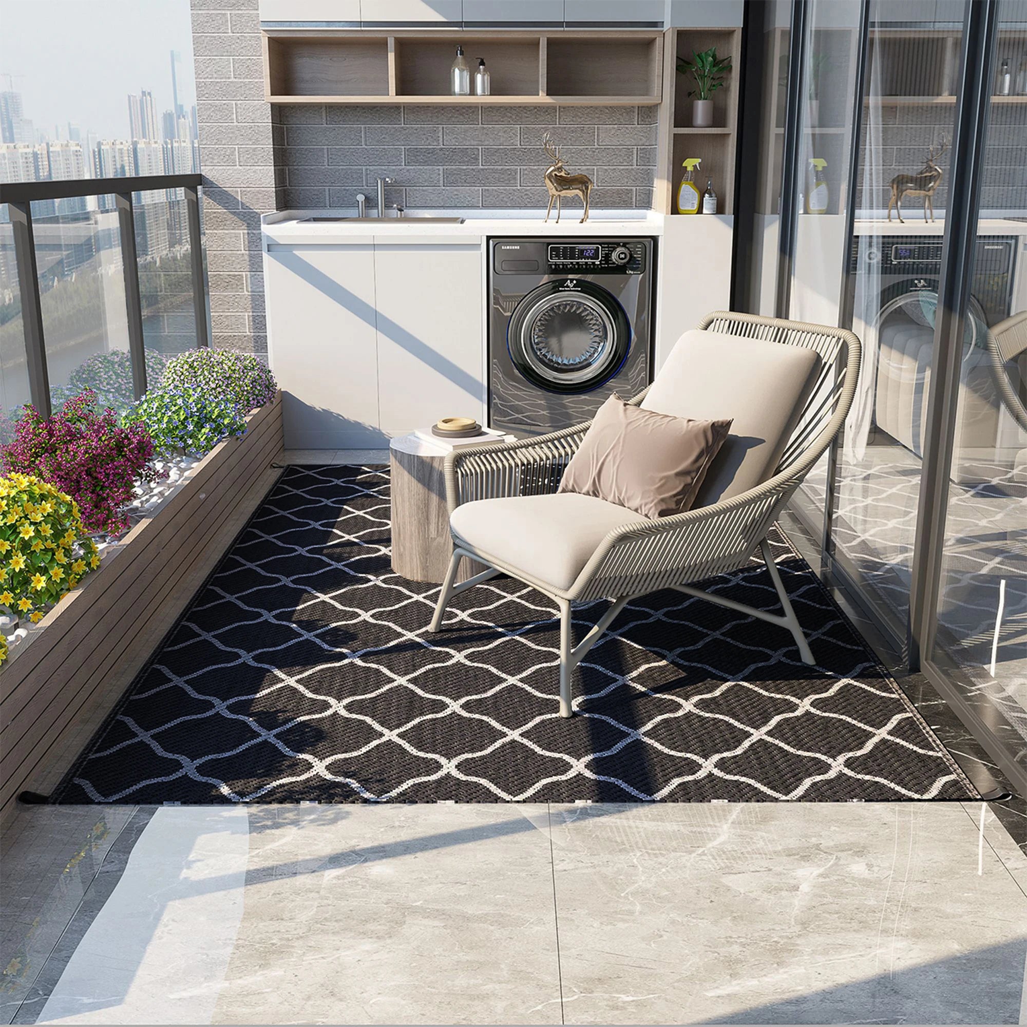 Reversible Outdoor Rug - handmade