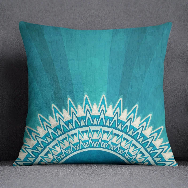 Blue Geometric Cushion Cover - handmade
