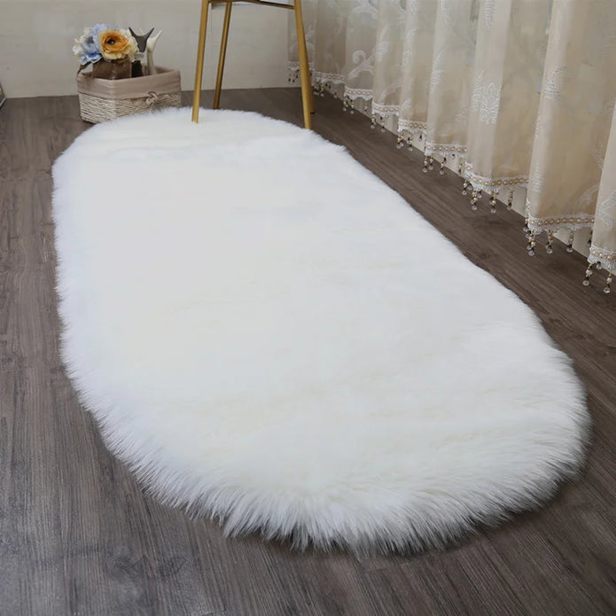 Oval Faux Fur Rug - handmade
