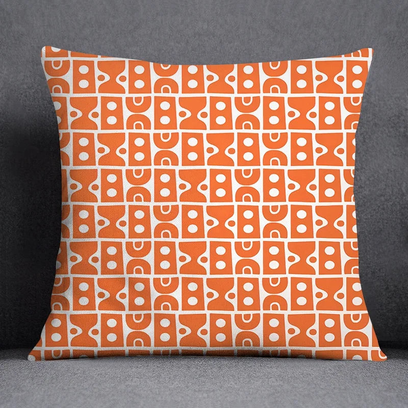 Orange Series Printed Cushion Cover - handmade