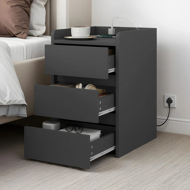 Grey Nightstand with Power Station - handmade