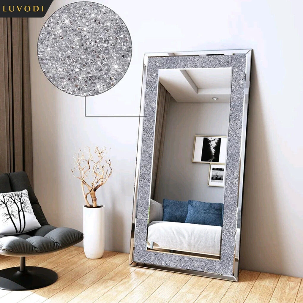 Large Crystal Rhinestone Wall Mirror - handmade