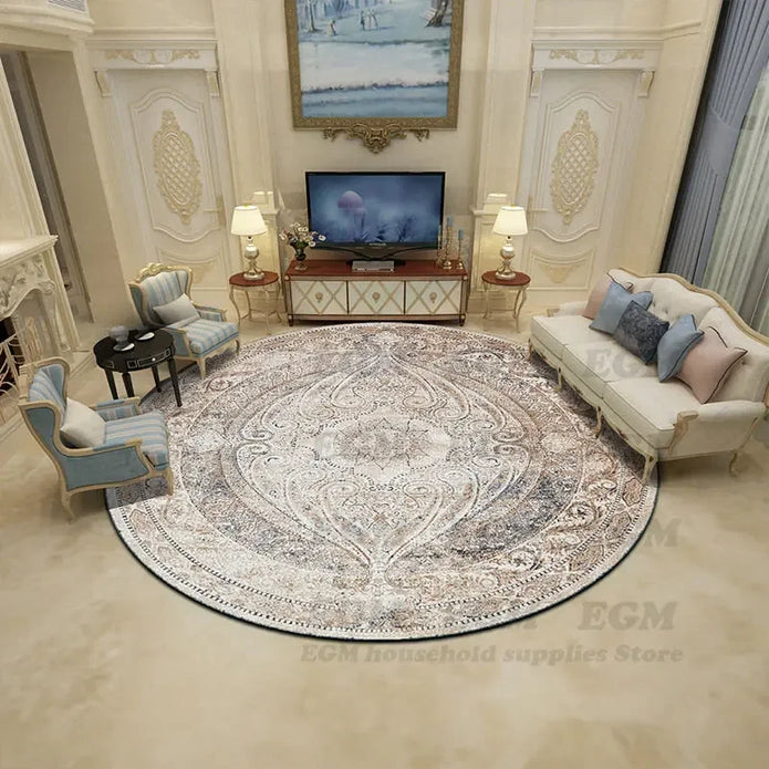 Retro Boho Round Area Rug 3 - handmade