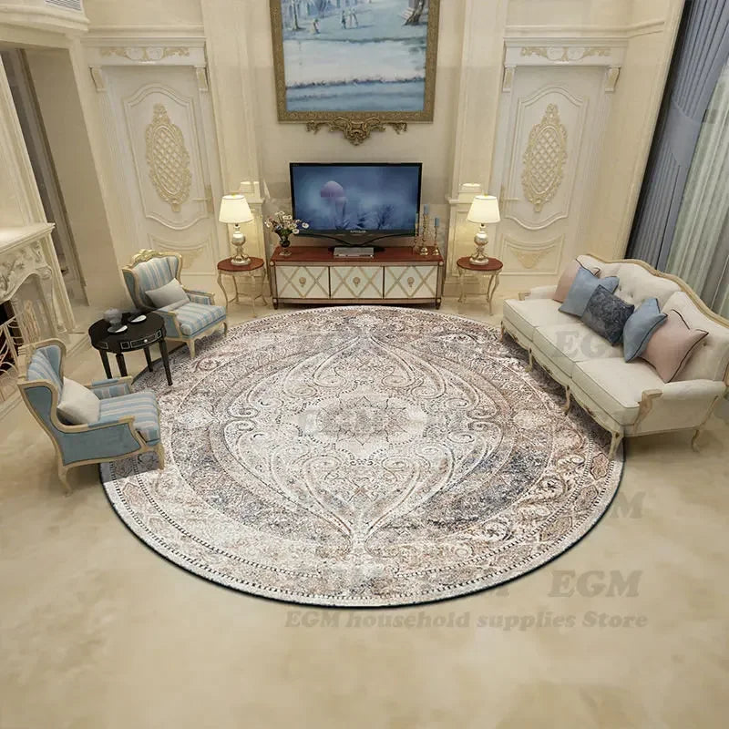 Retro Boho Round Area Rug 2 - handmade