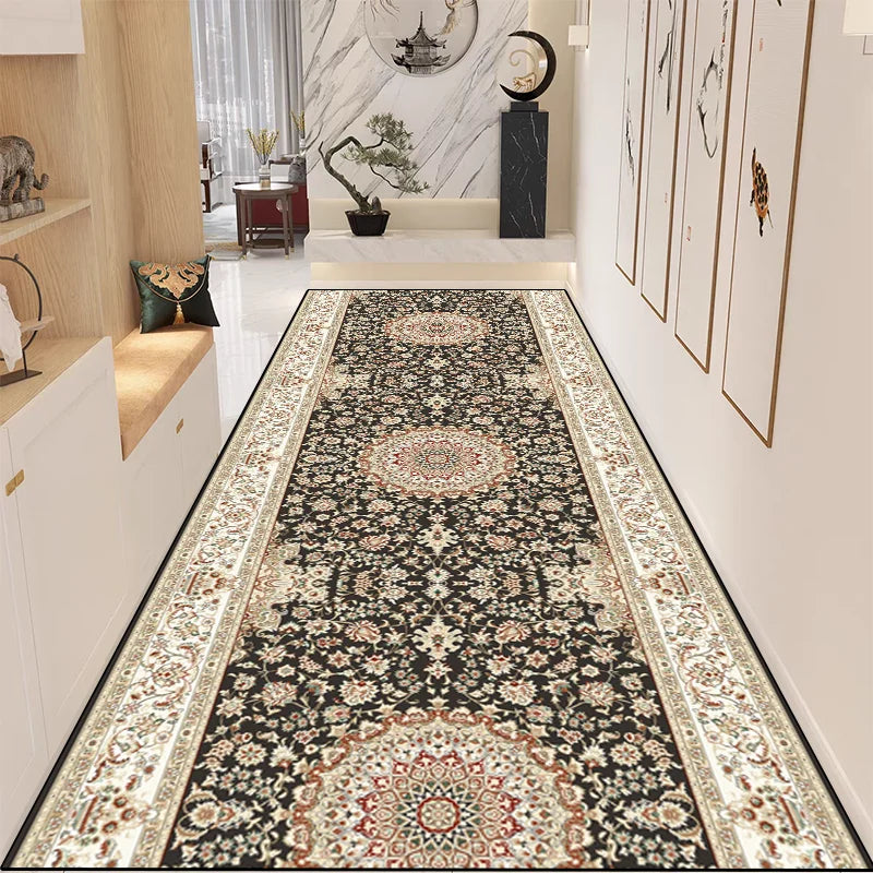 Retro Persian-Style Runner Rug – Long Non-Slip Corridor Carpet for Hallway, Lobby & Stairway Decor