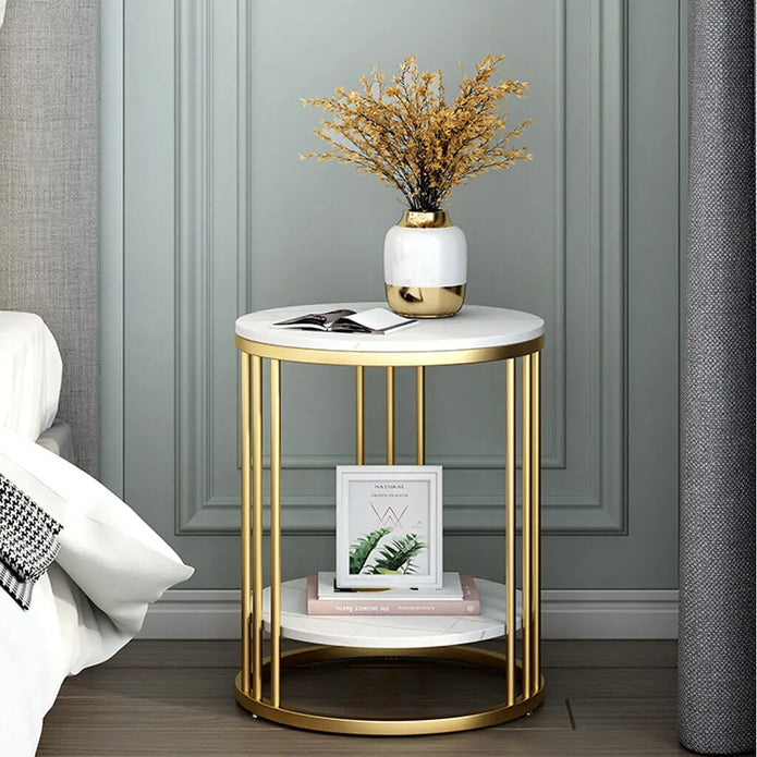 White Marble Side Table - handmade