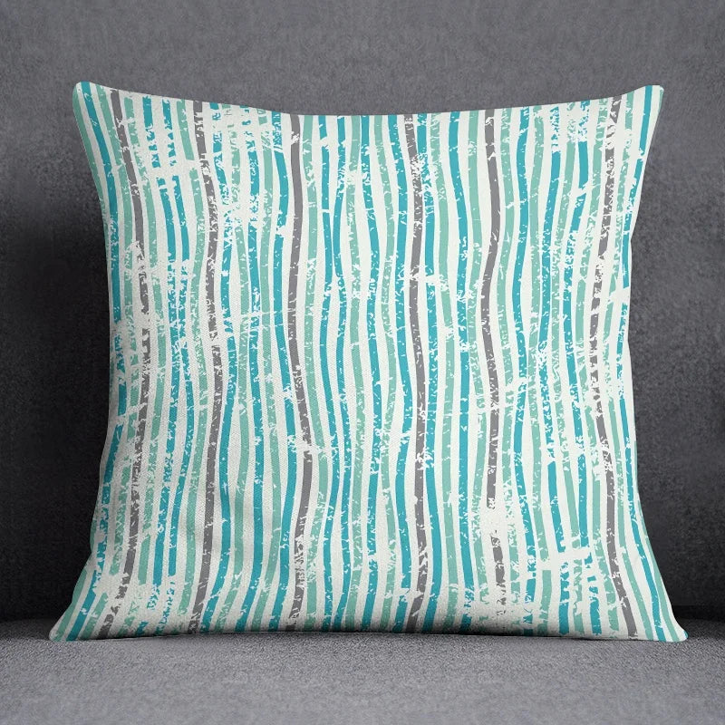 Blue Geometric Cushion Cover - handmade