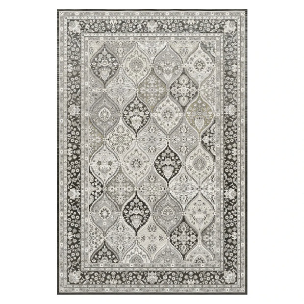 VIKAMA Retro Boho Faux Wool Carpet - Vintage Bohemian Area Rug for Sofa, Bedroom & Bedside Durable Non-Slip Floor Mat Home Decor