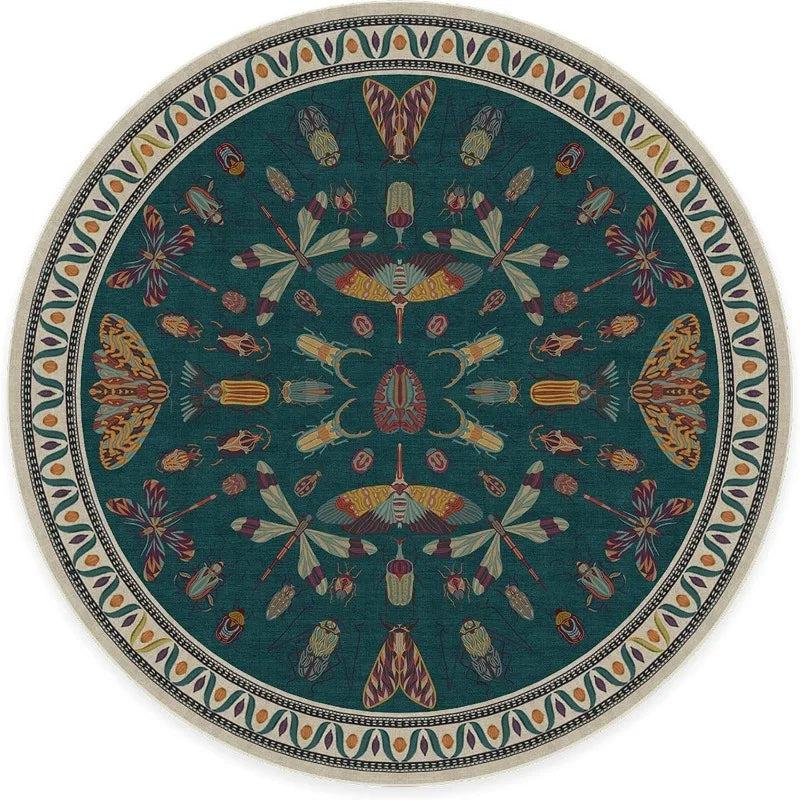 Jungle Print Round Rug - handmade