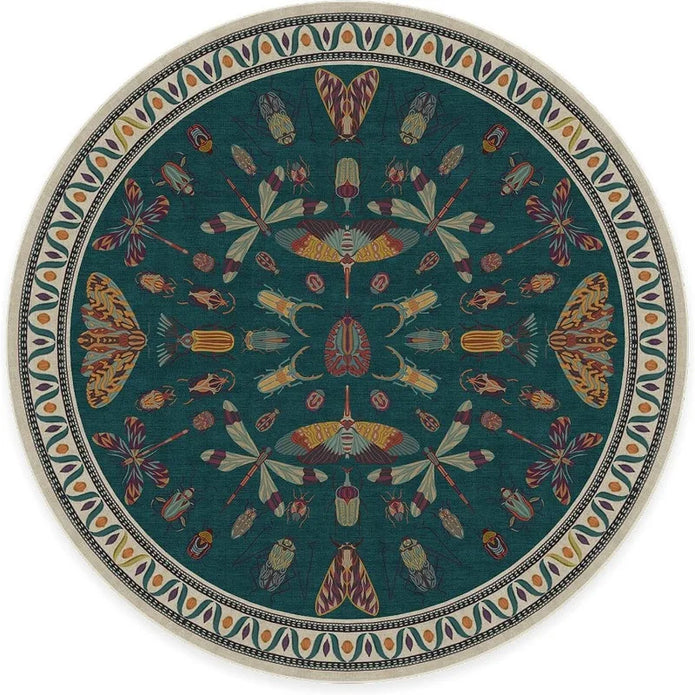 Jungle Print Round Rug - handmade