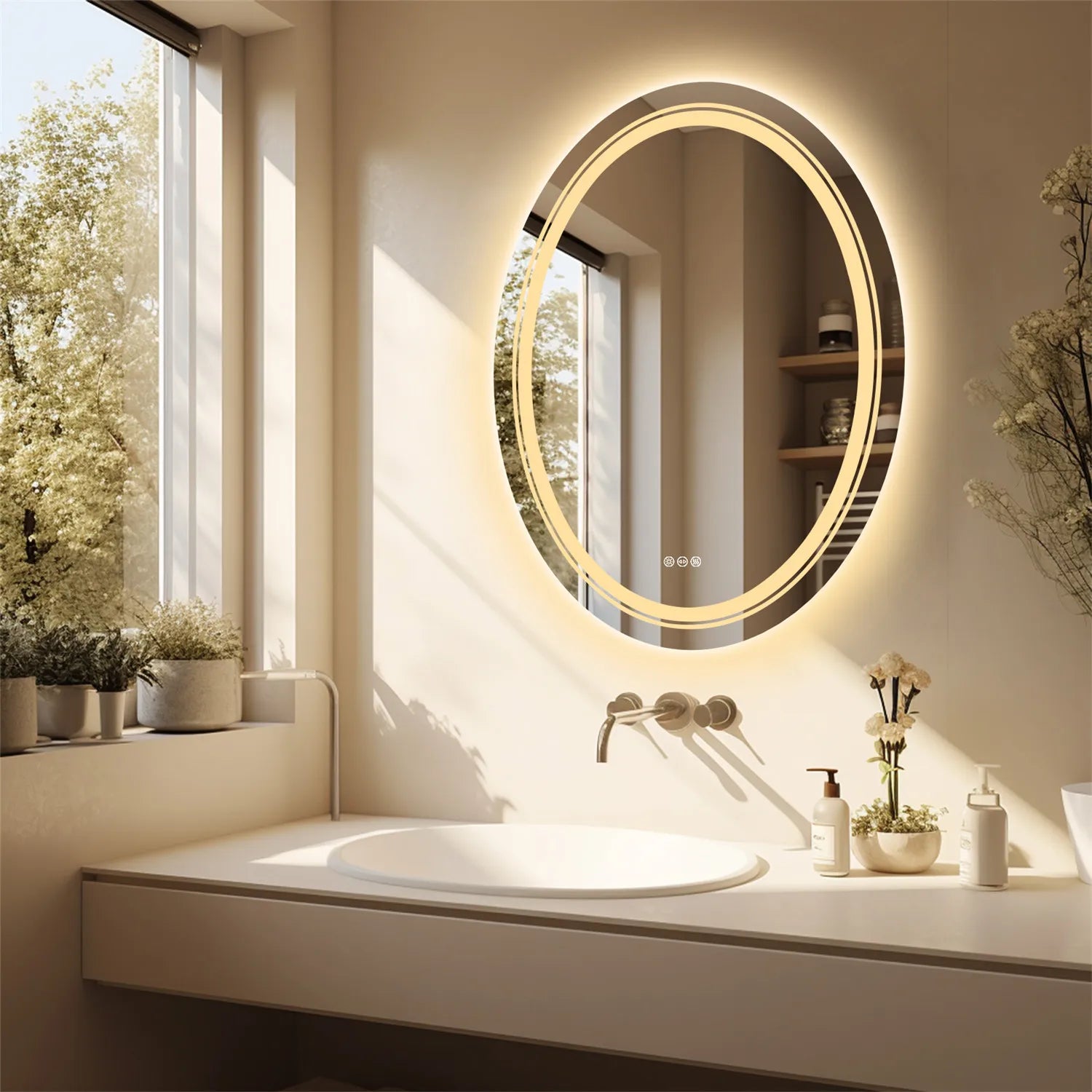 Oval LED Bathroom Mirror - handmade
