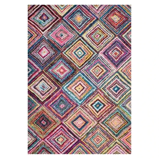 VIKAMA Retro Boho Faux Wool Carpet - Vintage Bohemian Area Rug for Sofa, Bedroom & Bedside Durable Non-Slip Floor Mat Home Decor