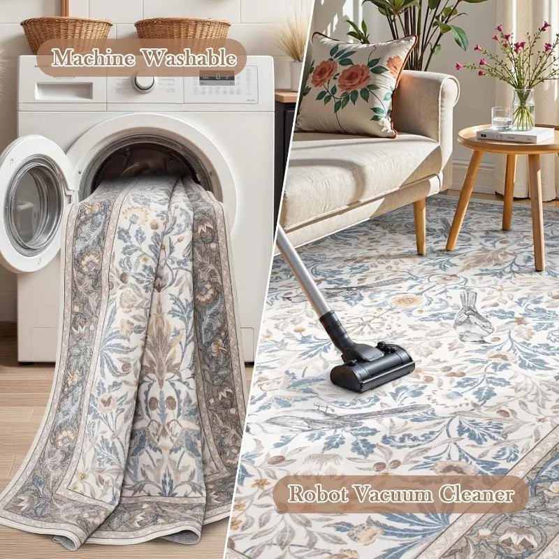 Floral Hallway Runner Rug - handmade