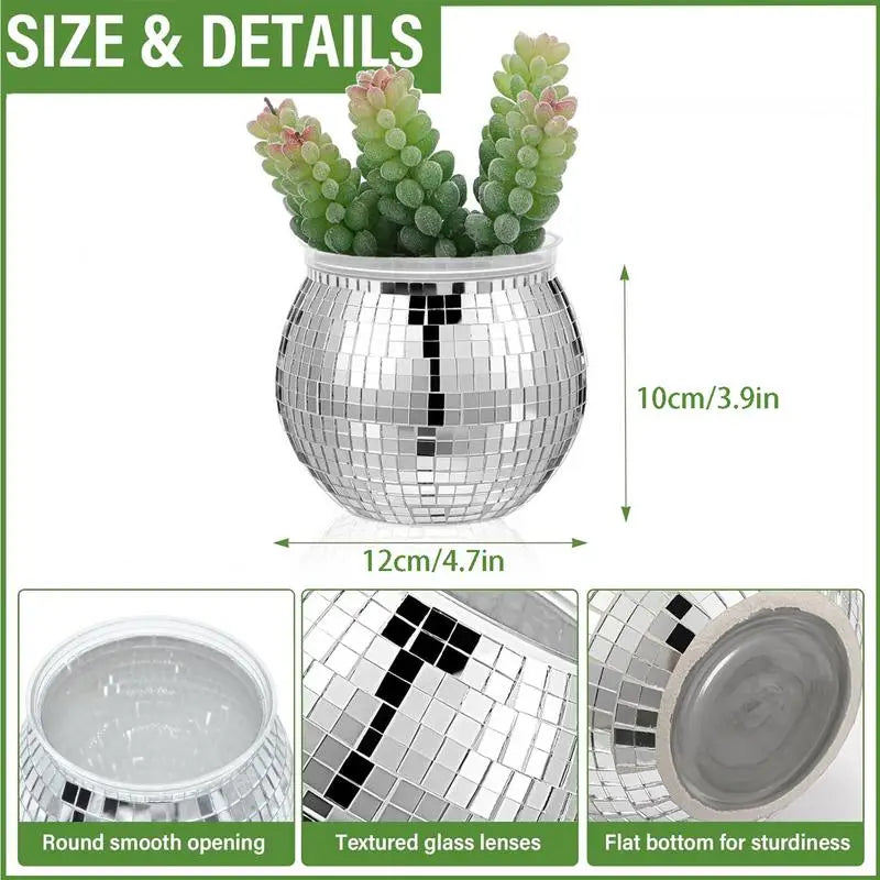 Disco Ball Flower Vase - handmade