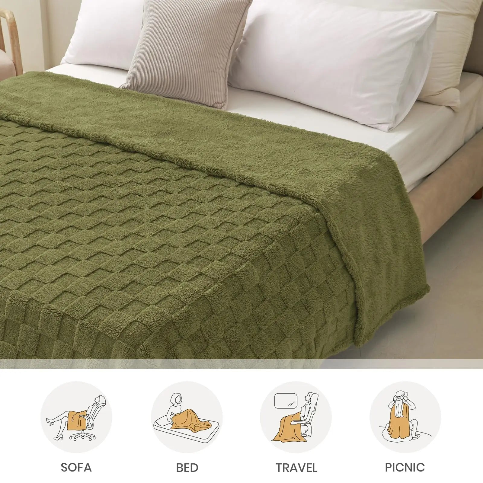 Cosy Fleece Sofa Throw Blanket - handmade