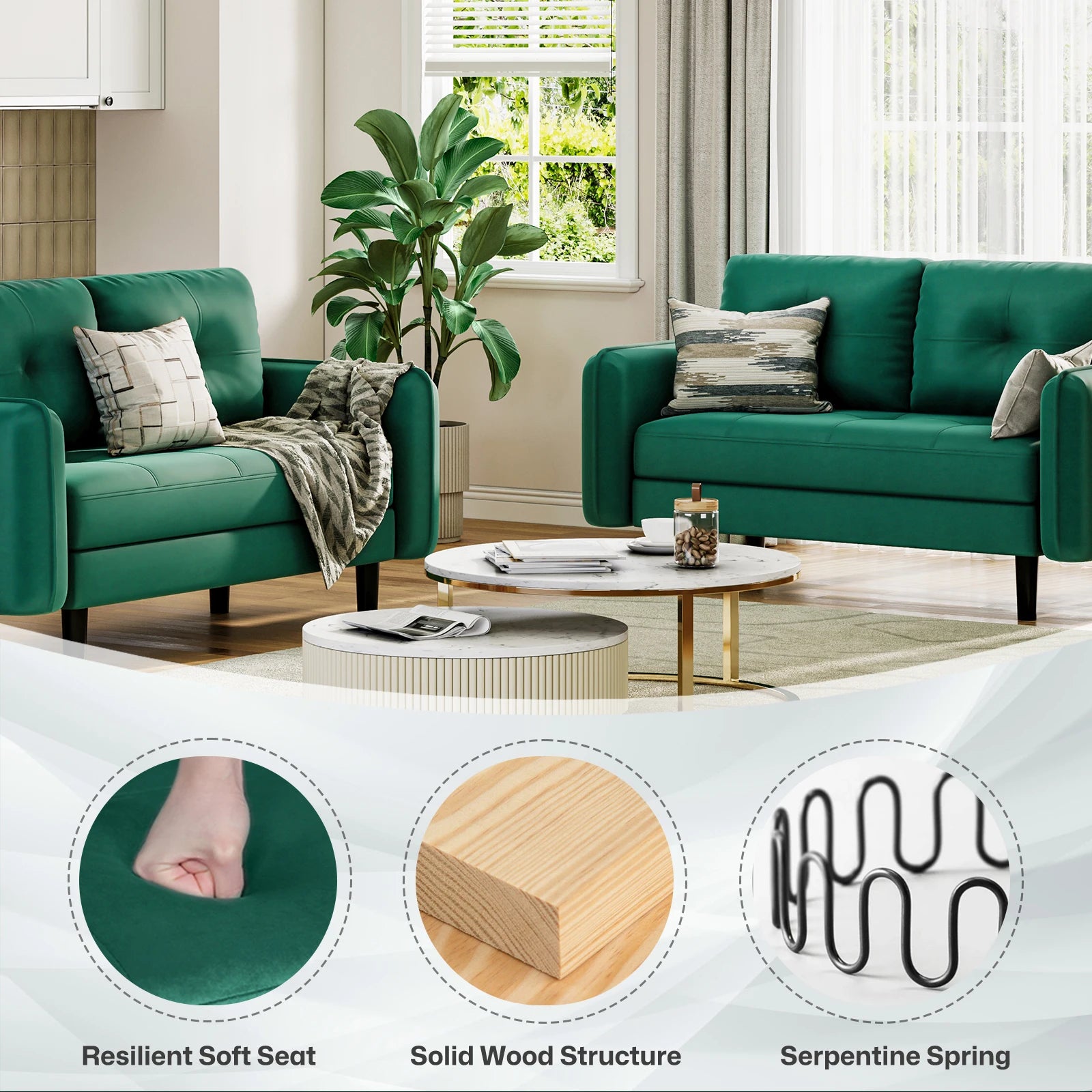 Velvet 2 Seater Sofa - handmade