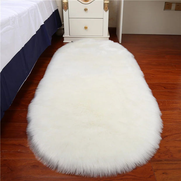 Oval Faux Fur Rug - handmade