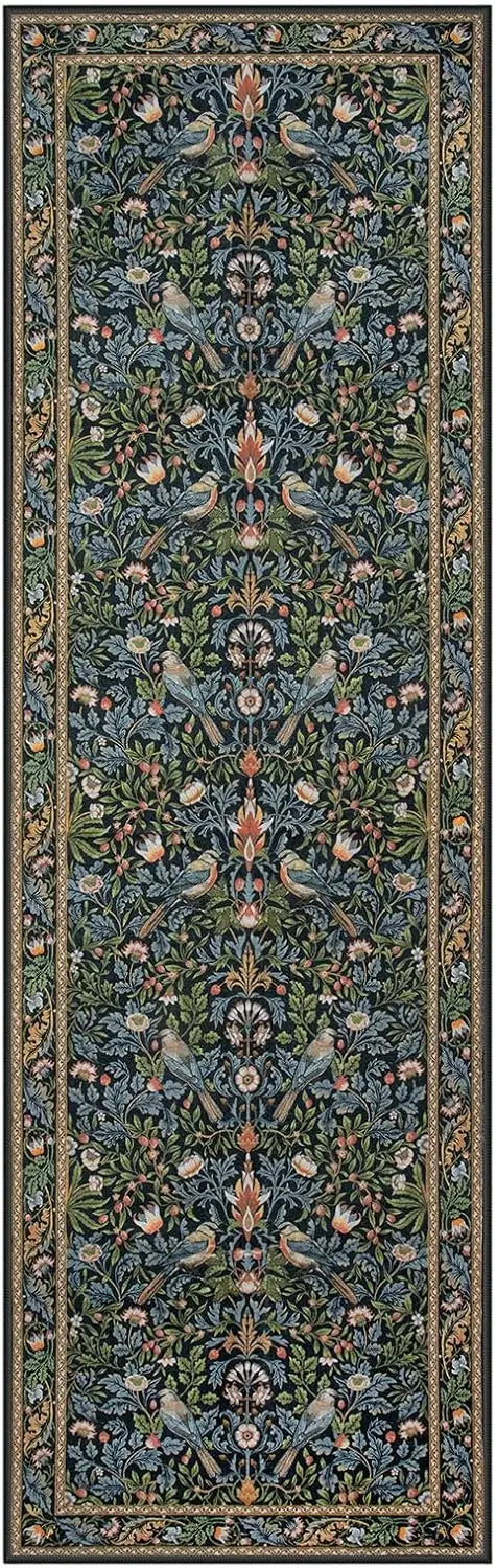 Floral Hallway Runner Rug - handmade