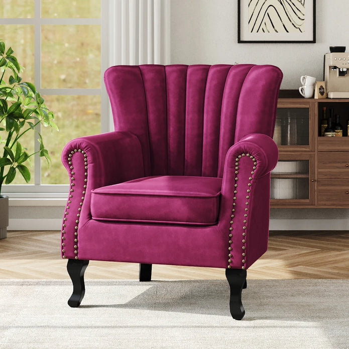 Vintage Velvet Wingback Chair - handmade