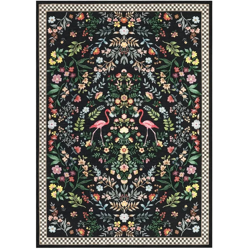 Floral Plaid Large Area Rug - handmade