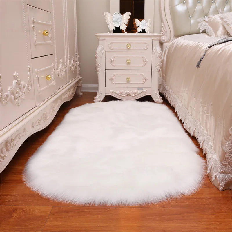 Oval Faux Fur Rug - handmade