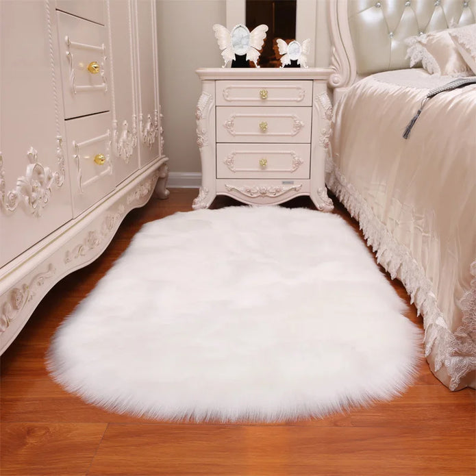 Oval Faux Fur Rug - handmade