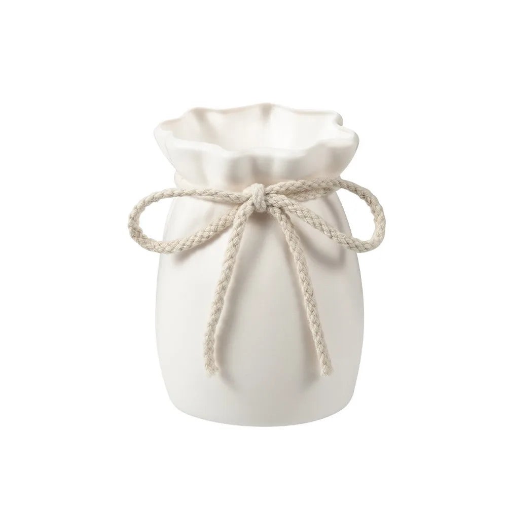 White Flower Vase - handmade