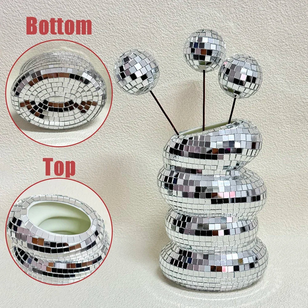 Spiral Disco Ball Vase - handmade