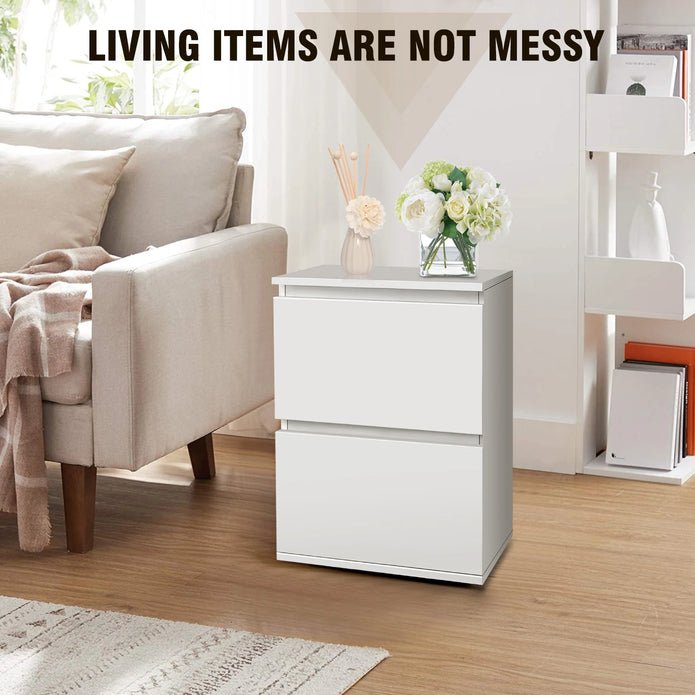 White Wooden Nightstand - handmade